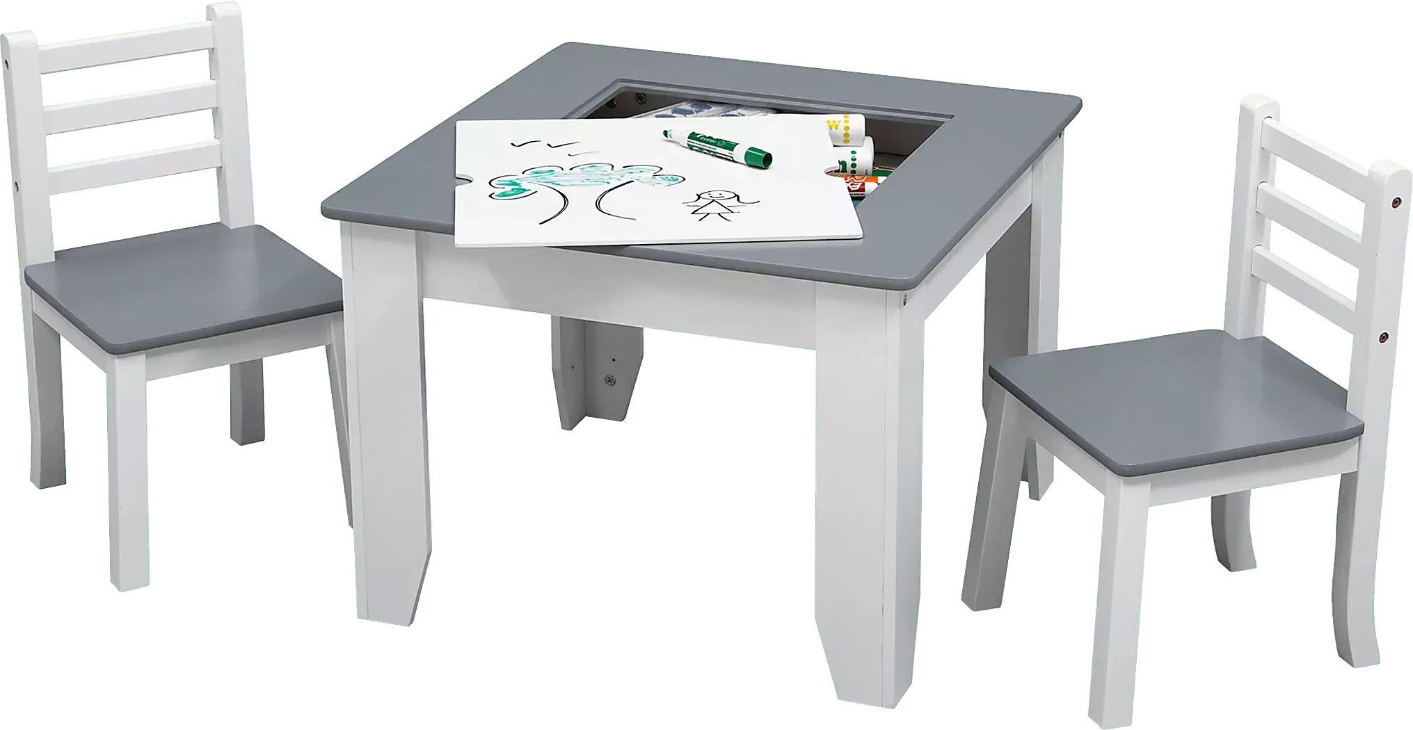 KidsSinaruGray/WhiteTableSet 4 KidsSinaruGray/WhiteTableSet