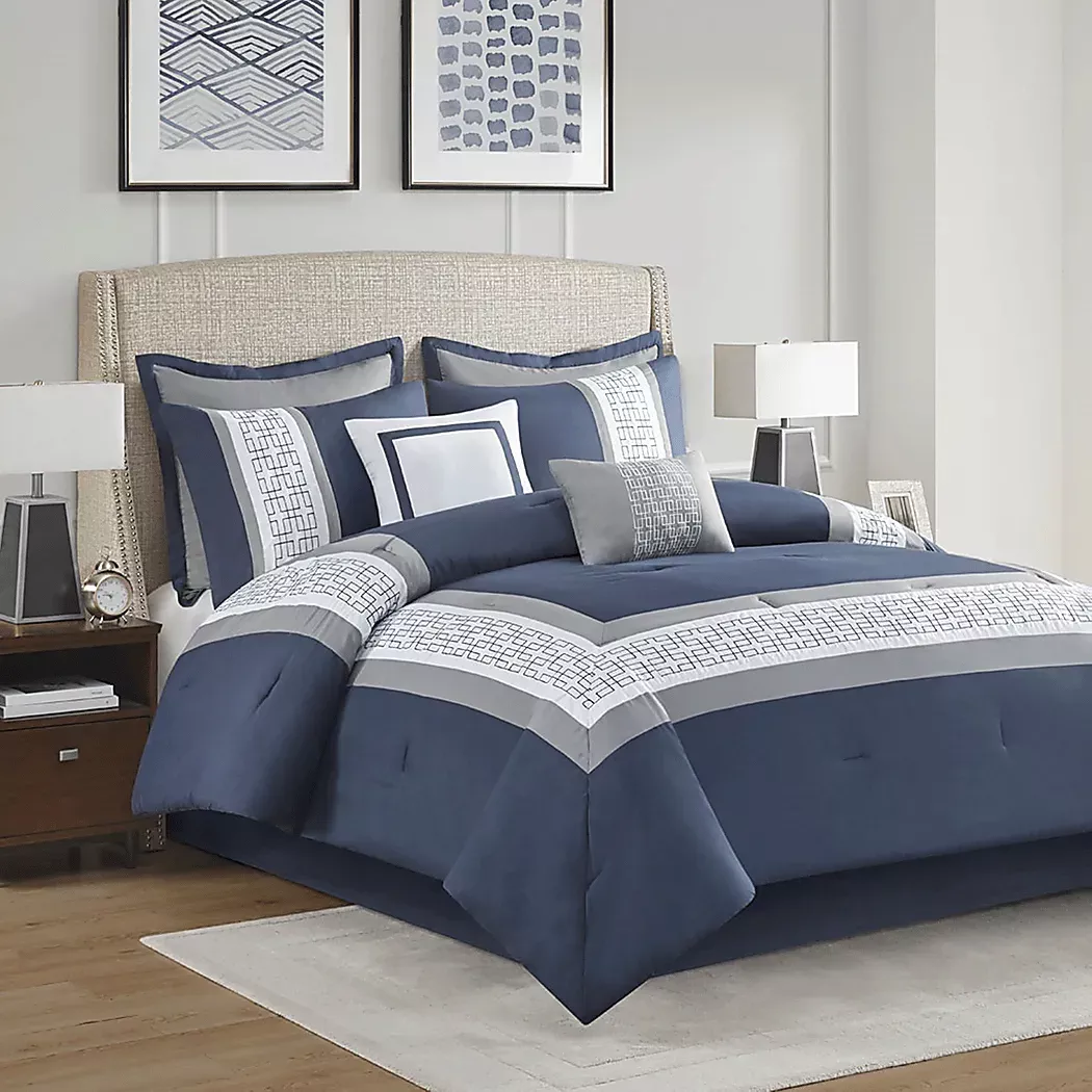 MarwinBlue8pcCalKingComforterSet 8 MarwinBlue8pcCalKingComforterSet