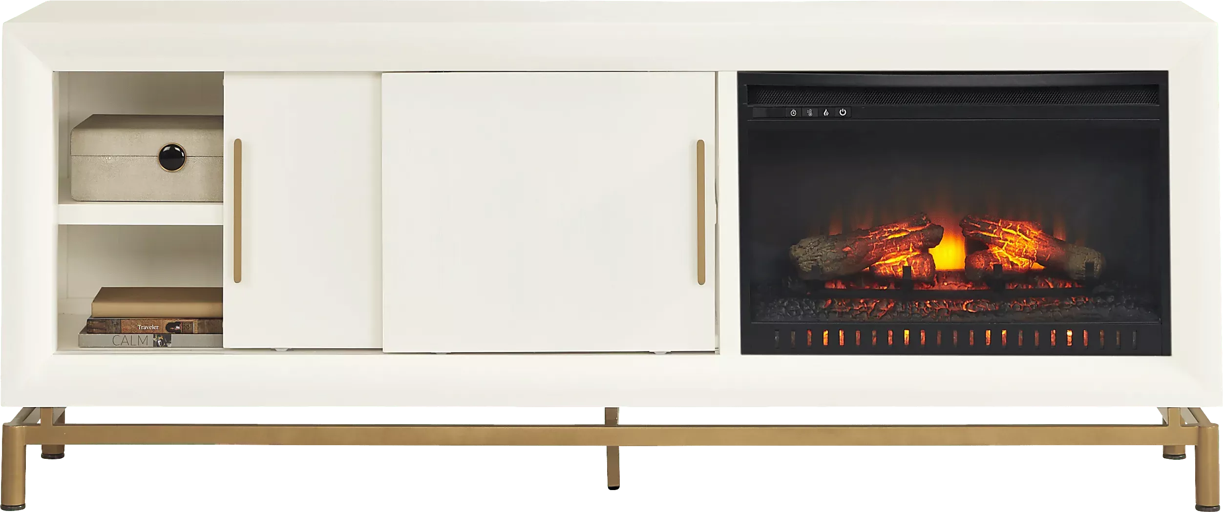 FontaineWhite74"ConsolewithElectricLogFireplace 2 FontaineWhite74"ConsolewithElectricLogFireplace