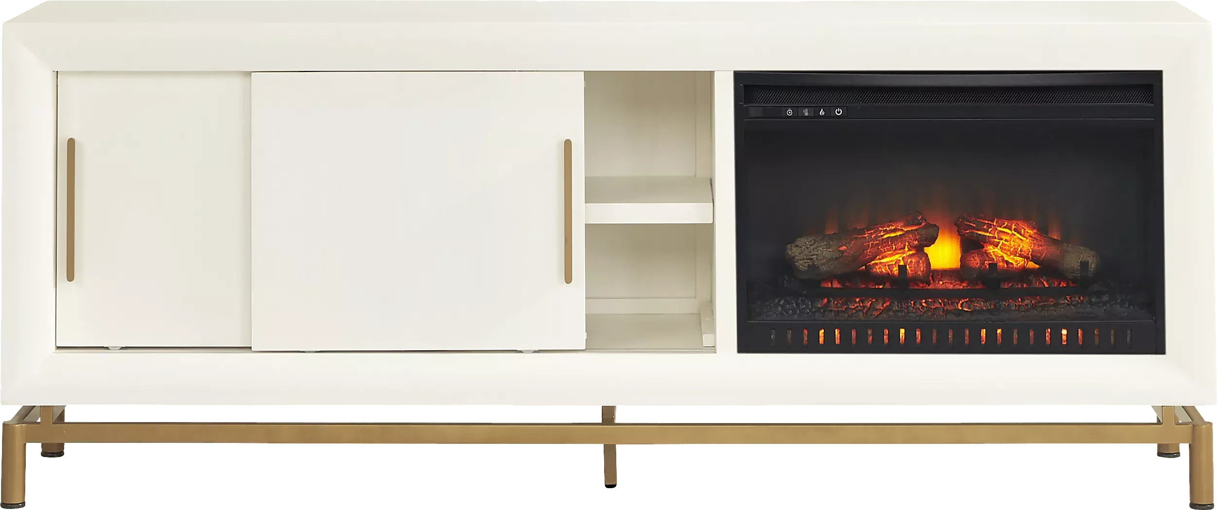 FontaineWhite74"ConsolewithElectricLogFireplace 3 FontaineWhite74"ConsolewithElectricLogFireplace