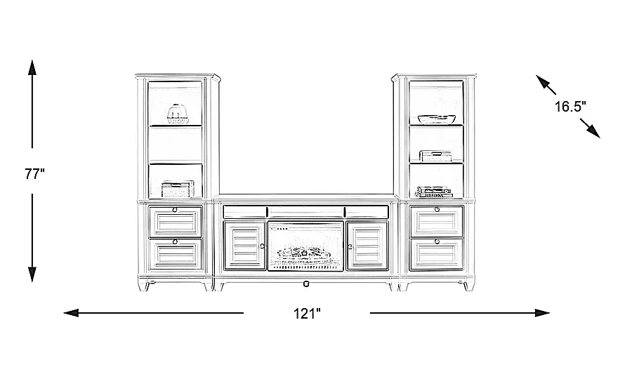 HiltonHeadGray4PcWallUnitwith66in.ConsoleandElectricLogFireplace 3 HiltonHeadGray4PcWallUnitwith66in.ConsoleandElectricLogFireplace