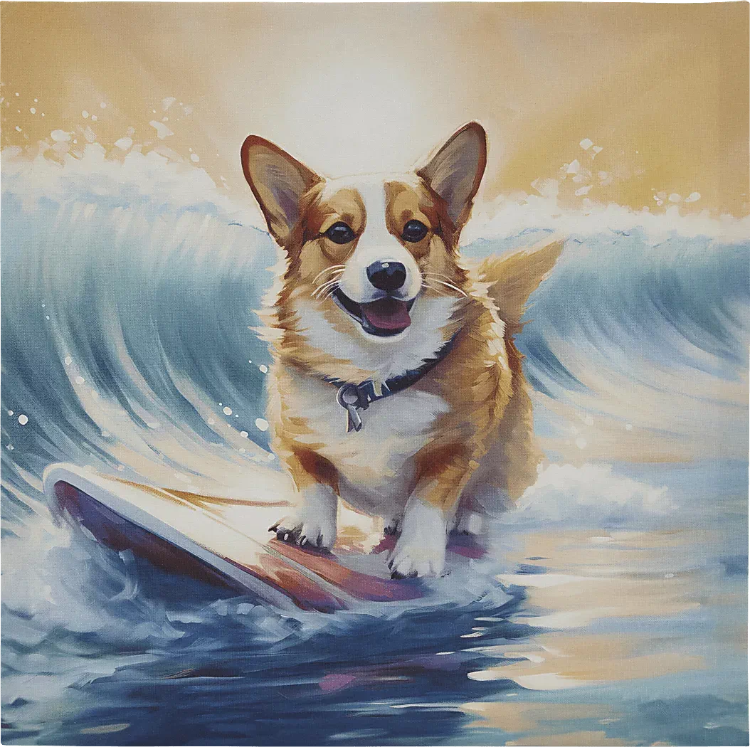 CorgiOnTheBeachBlueWallDecor 1 CorgiOnTheBeachBlueWallDecor