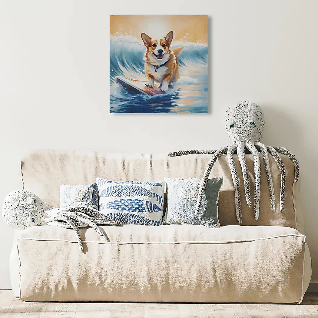 CorgiOnTheBeachBlueWallDecor 3 CorgiOnTheBeachBlueWallDecor