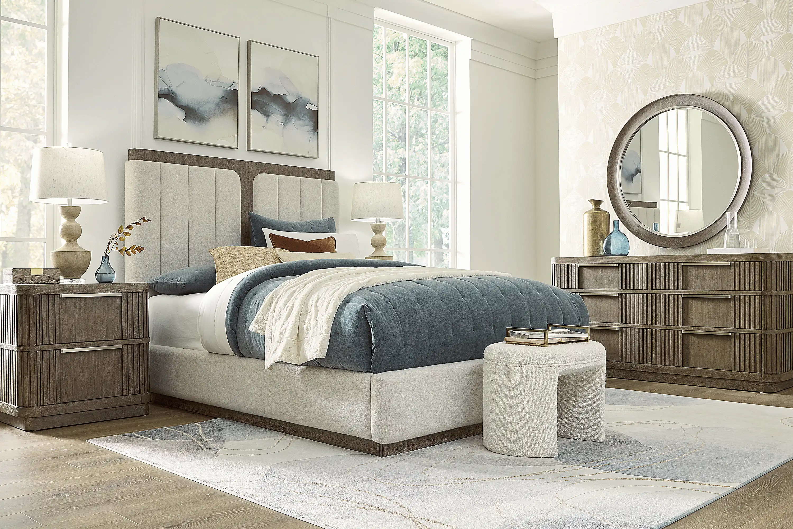 SausalitoBrown5PcQueenUpholsteredBedroom 1 SausalitoBrown3PcQueenUpholsteredBed