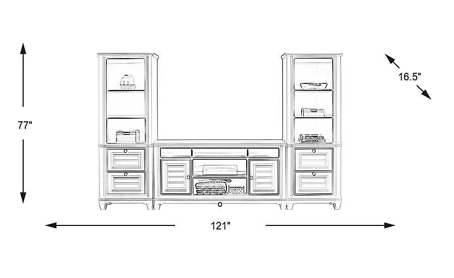 HiltonHeadGraphite3PcWallUnitwith66in.Console 3 HiltonHeadGraphite3PcWallUnitwith66in.Console