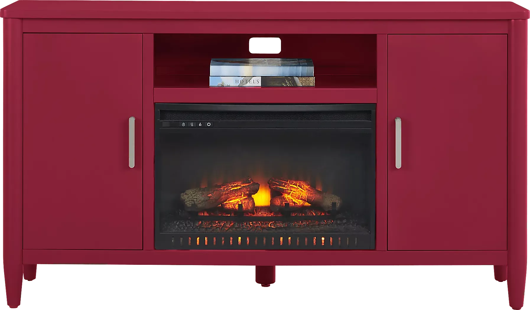ModernVillaRed62in.ConsolewithElectricLogFireplace 2 ModernVillaRed62in.ConsolewithElectricLogFireplace