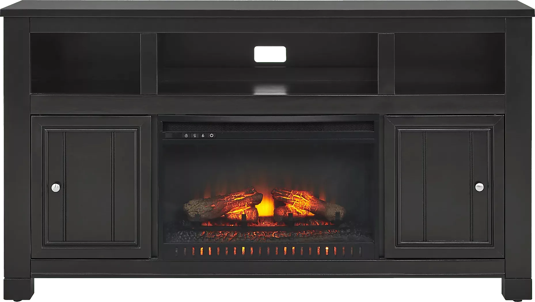 LakesideCottageBlack64In.ConsolewithElectricLogFireplace 1 LakesideCottageBlack64In.ConsolewithElectricLogFireplace