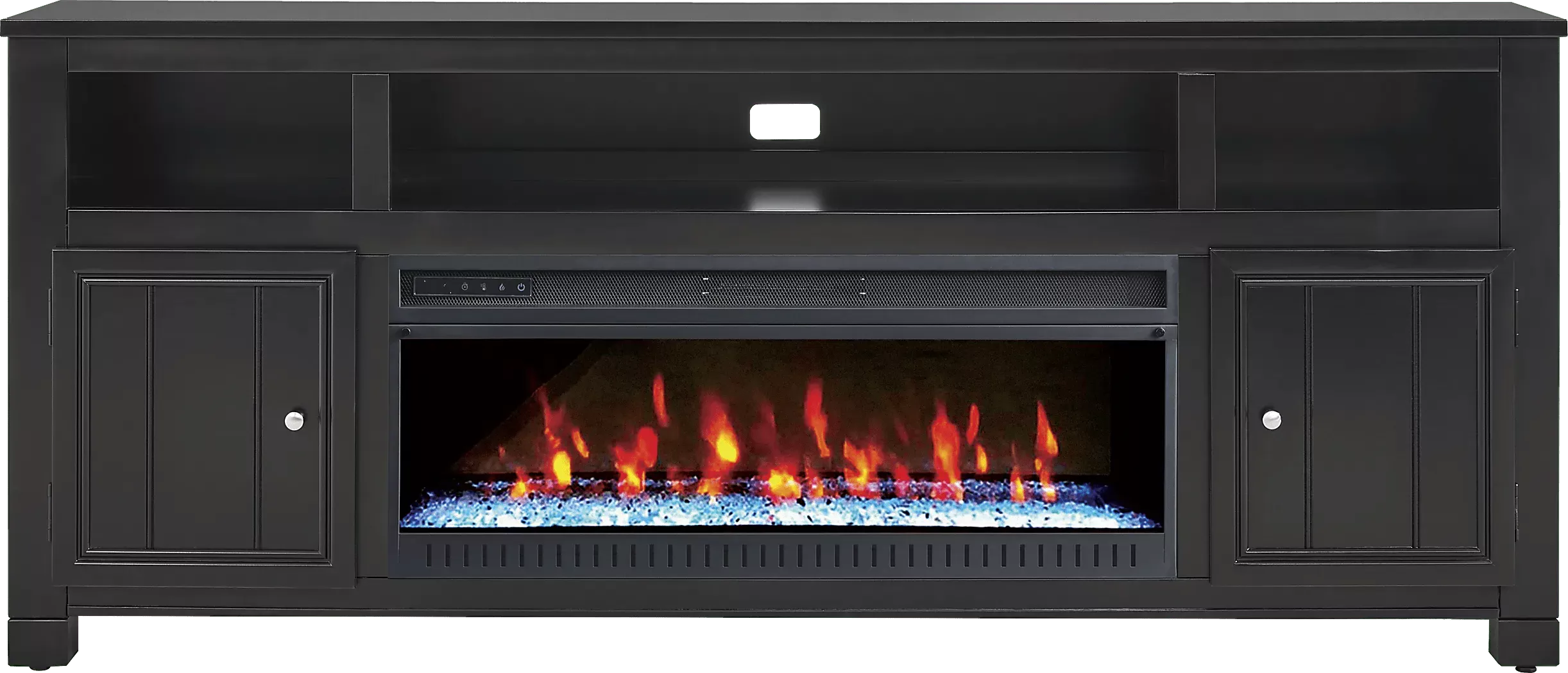 LakesideCottageBlack84In.ConsolewithElectricFireplace 1 LakesideCottageBlack84In.ConsolewithElectricFireplace