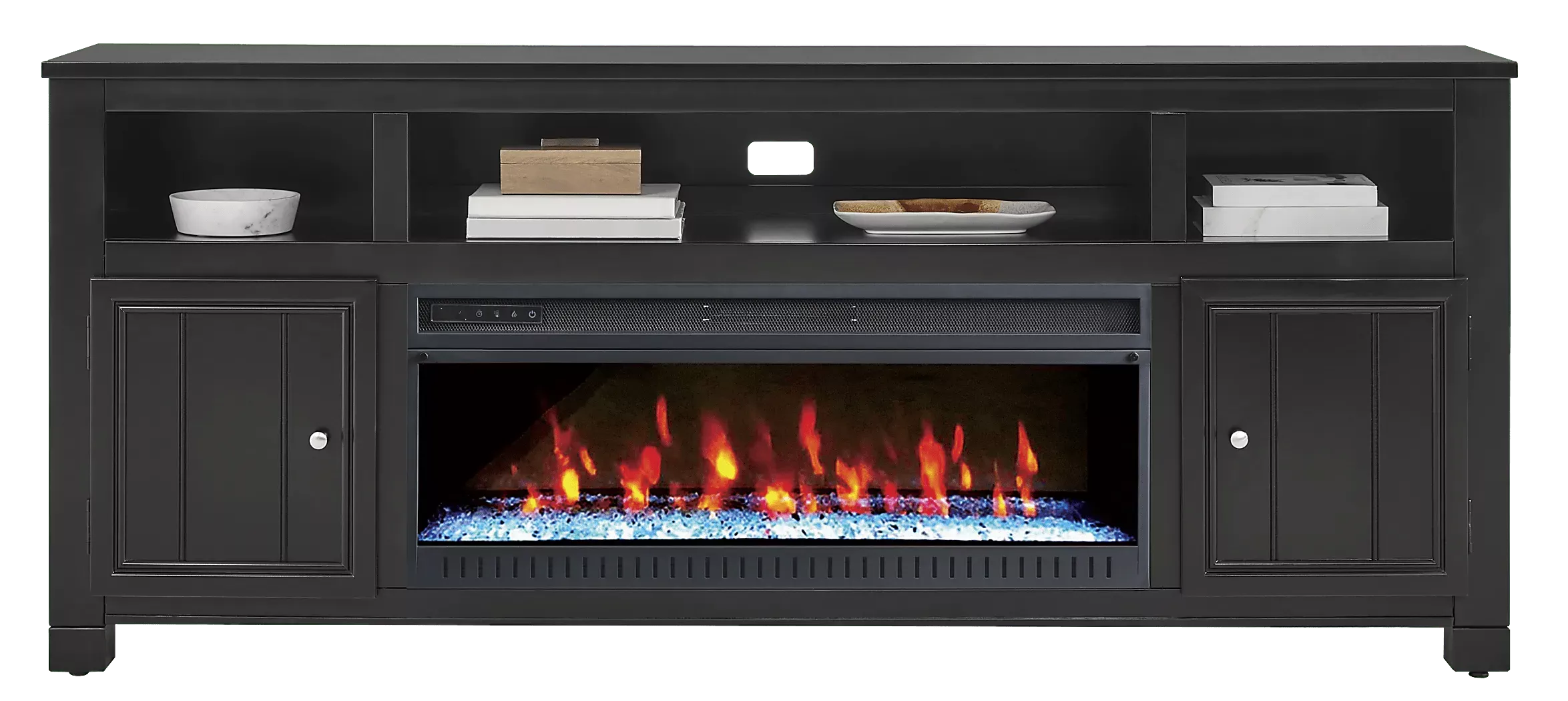 LakesideCottageBlack84In.ConsolewithElectricFireplace 2 LakesideCottageBlack84In.ConsolewithElectricFireplace