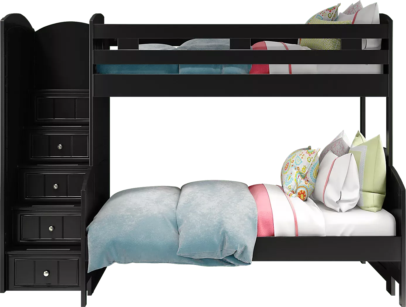 KidsCottageColorsBlackTwin/FullStepBunk 3 KidsCottageColorsBlackTwin/FullStepBunk