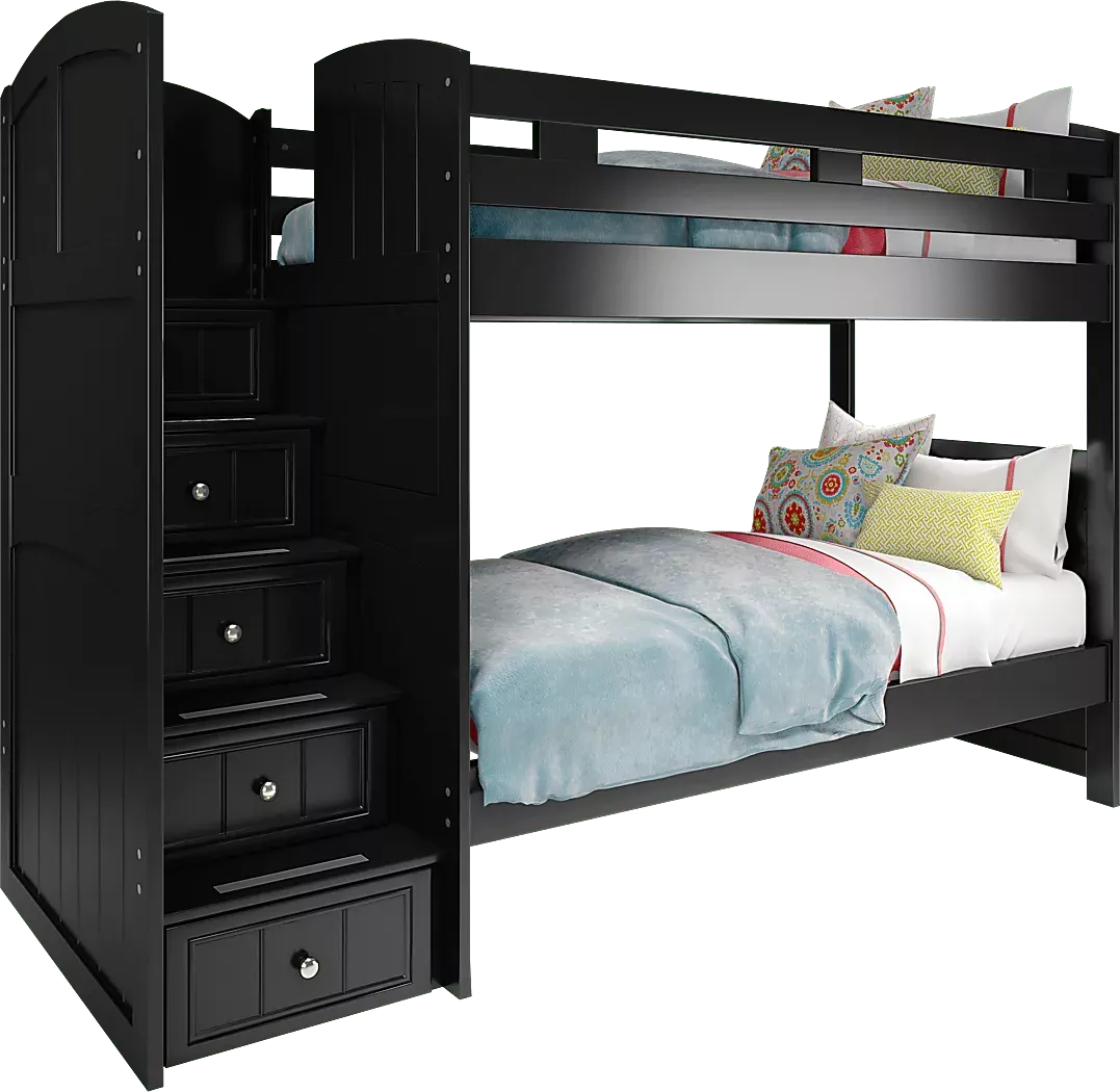 KidsCottageColorsBlackTwin/TwinStepBunkBed