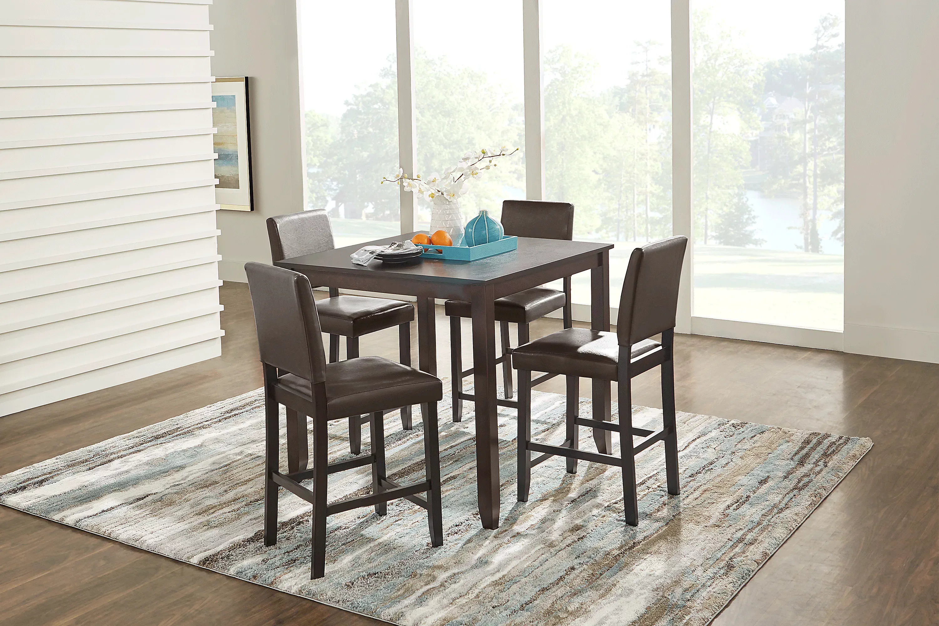 SunsetViewBrownCherry5PcCounterHeightDiningSetwithBrownStools 1 SunsetViewBrownCherry5PcCounterHeightDiningSetwithBrownStools