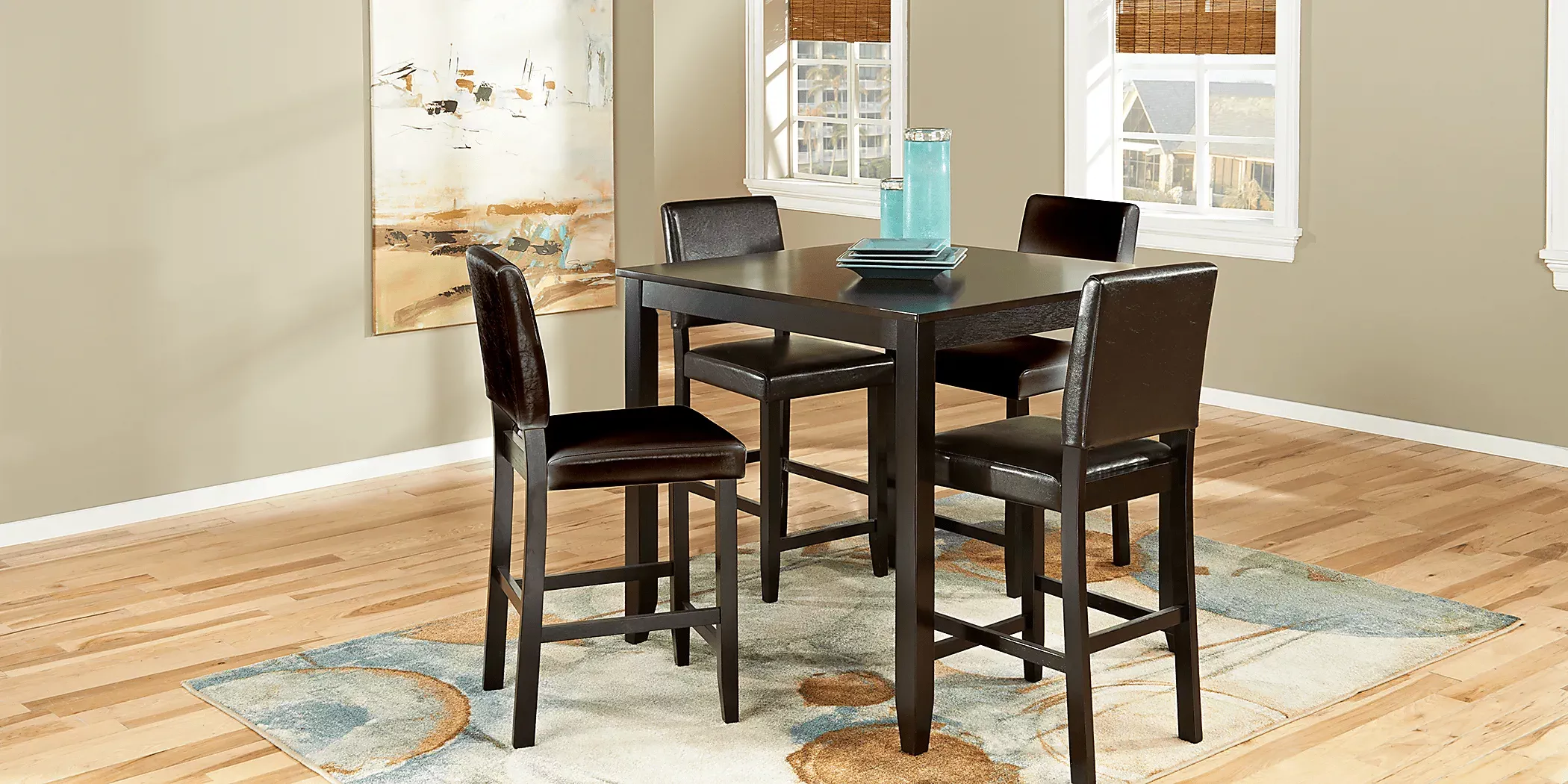 SunsetViewBrownCherry5PcCounterHeightDiningSetwithBrownStools 2 SunsetViewBrownCherry5PcCounterHeightDiningSetwithBrownStools