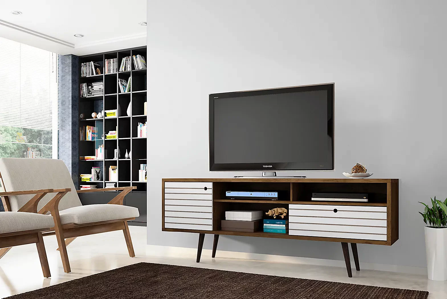 VallarBrown/White71In.Console 3 VallarBrown/White71In.Console